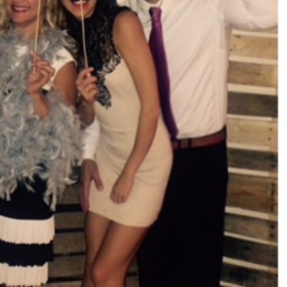 Black Lace/Sequin Top on Nude Dress - Picture 6 of 6